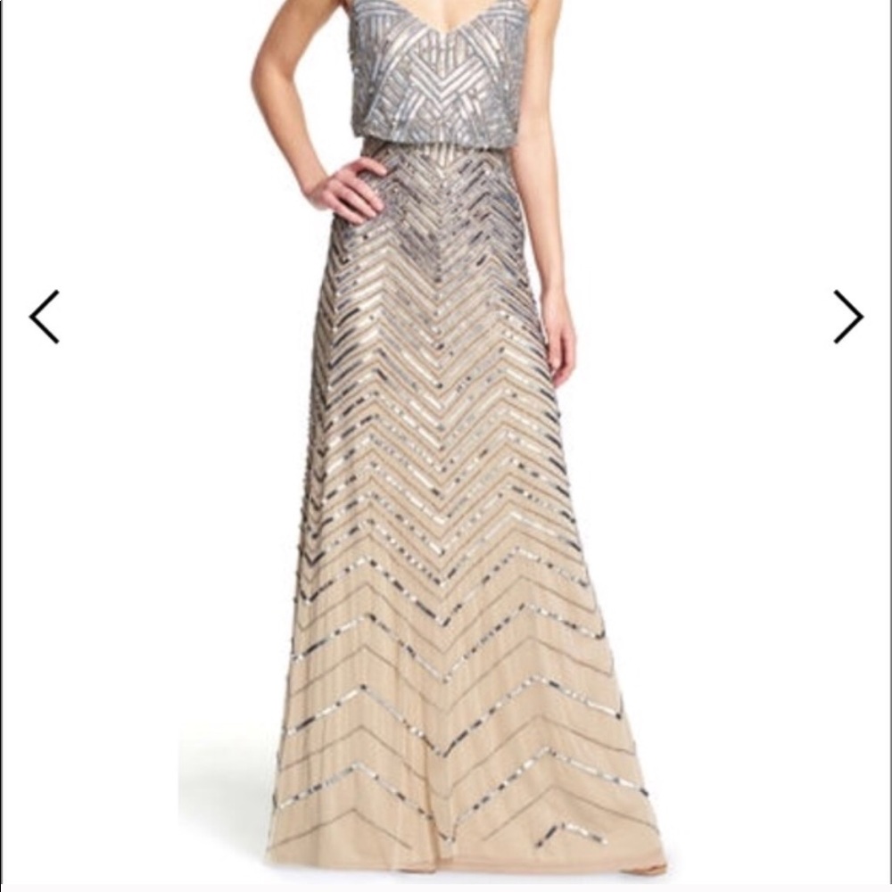 Adriana Papell Chevron Beaded Blouson